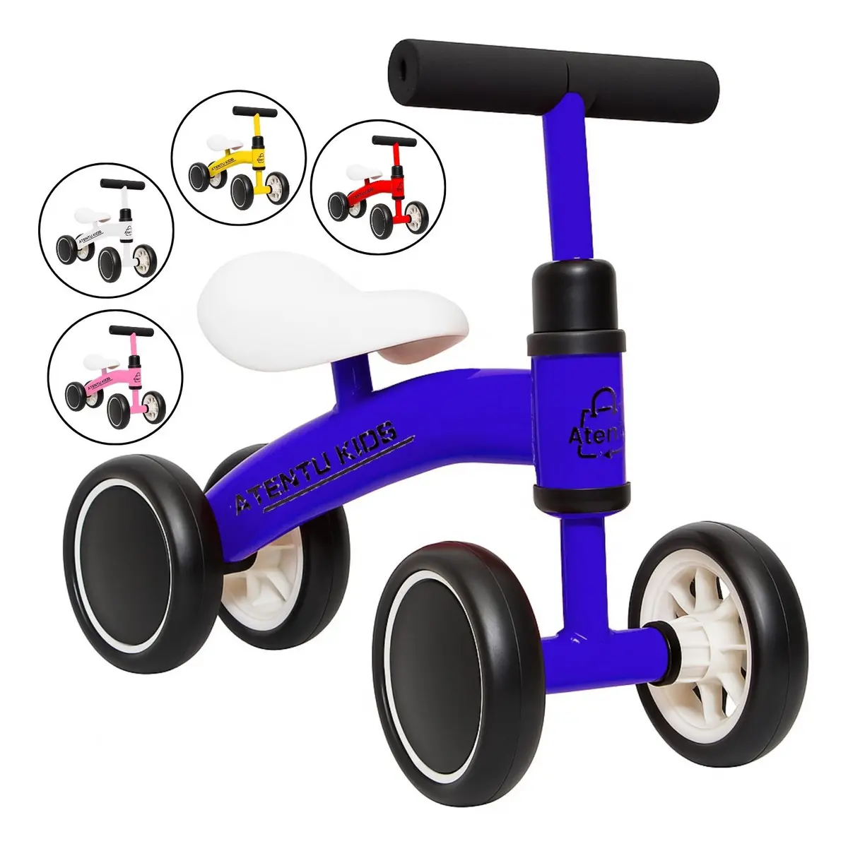 Bicicleta infantil de equilíbrio sem pedal 4 rodas azul