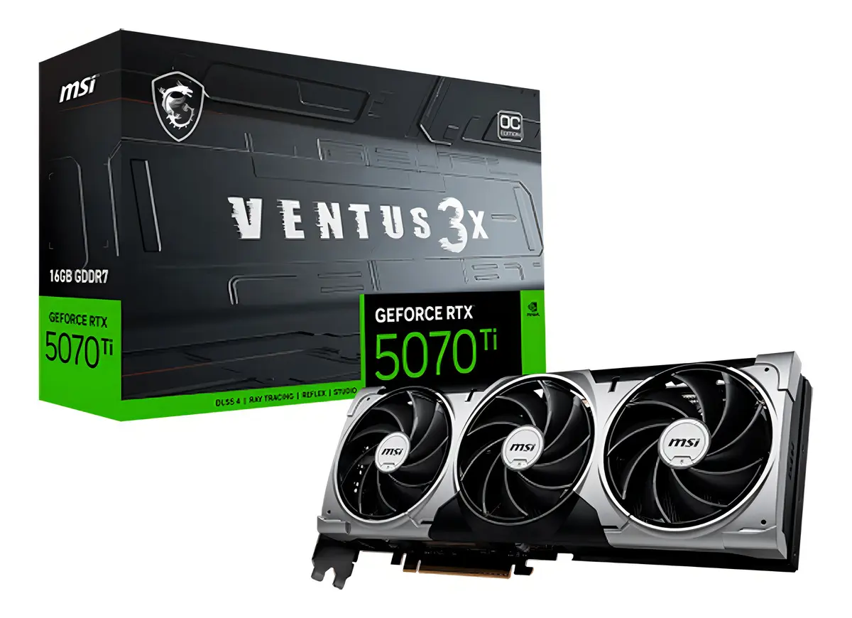 Placa de vídeo MSI RTX 5070 Ti Ventus 3X OC 16 GB GDDR7